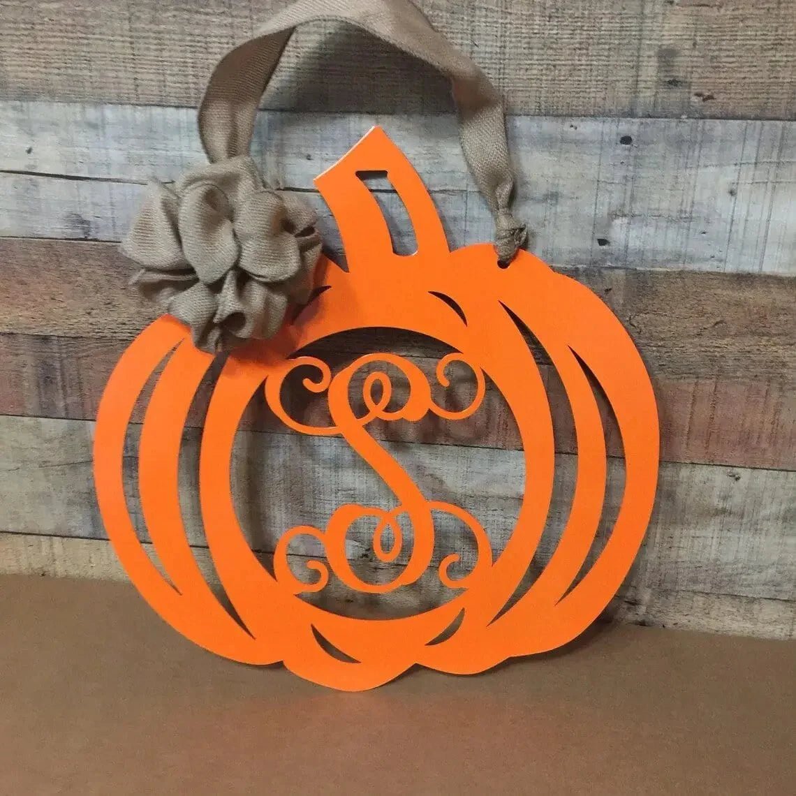 Pumpkin Monogram Front Door Wreath - Customizable Metal Door Decor - Personalized Welcome Sign - Durable, Rust - Resistant, Perfect for Home, Porch, and Garden – Unique Seasonal Gift - HouseSensationsArt