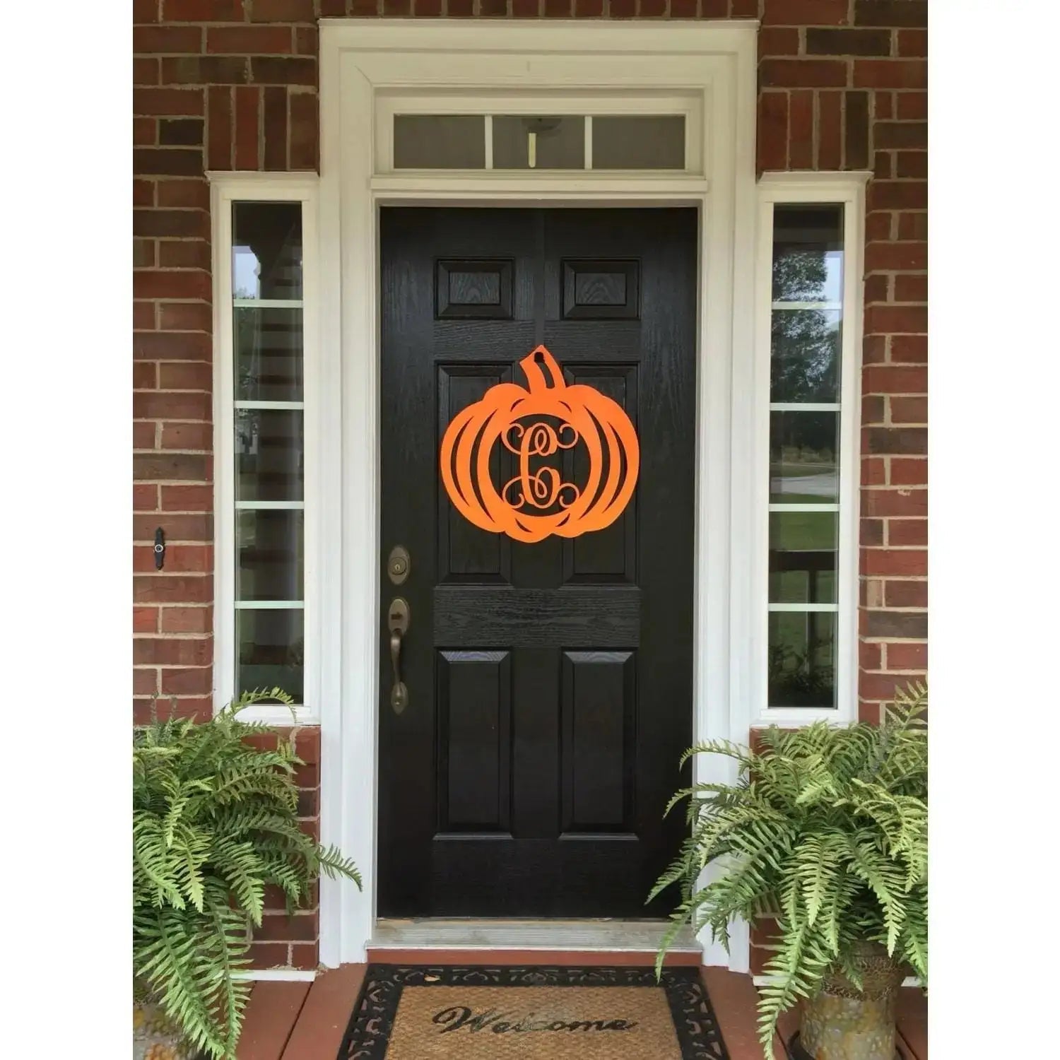Pumpkin Monogram Front Door Wreath - Customizable Metal Door Decor - Personalized Welcome Sign - Durable, Rust - Resistant, Perfect for Home, Porch, and Garden – Unique Seasonal Gift - HouseSensationsArt