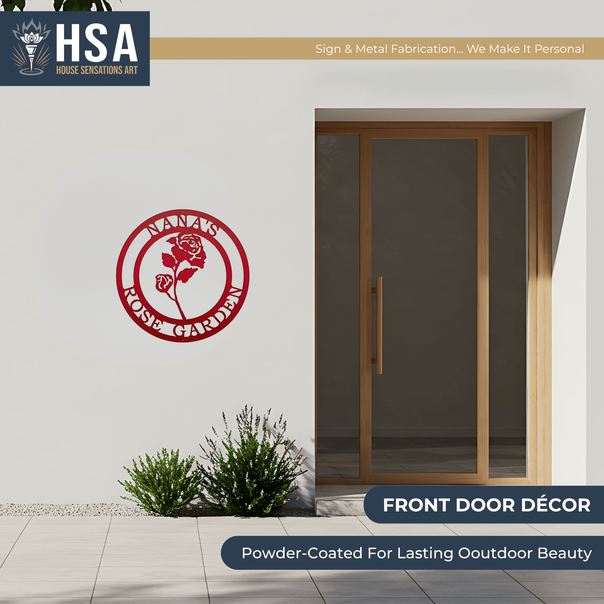 Red Rose Custom Metal Wall Decor Sign - Personalized Floral Decor - Garden Welcome Sign - Spring Porch Art - TTS - HouseSensationsArt