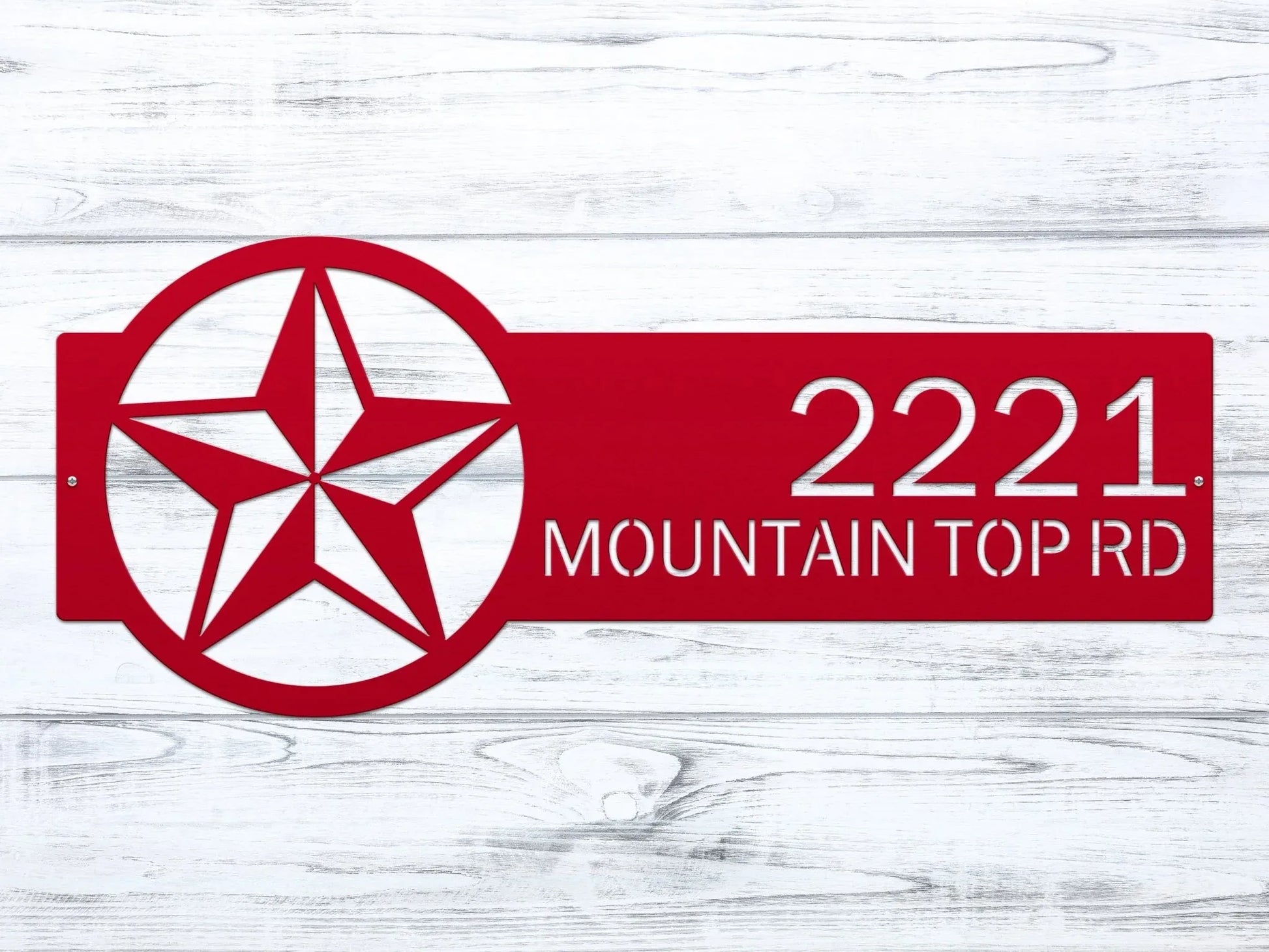 Red Durable Texas metal address sign for home identification