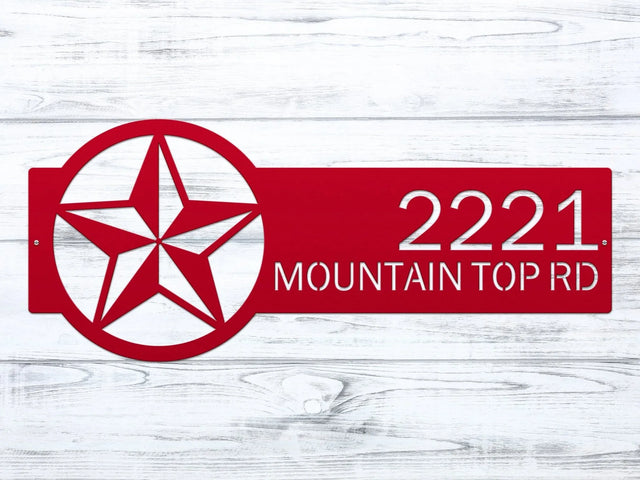 Red Durable Texas metal address sign for home identification