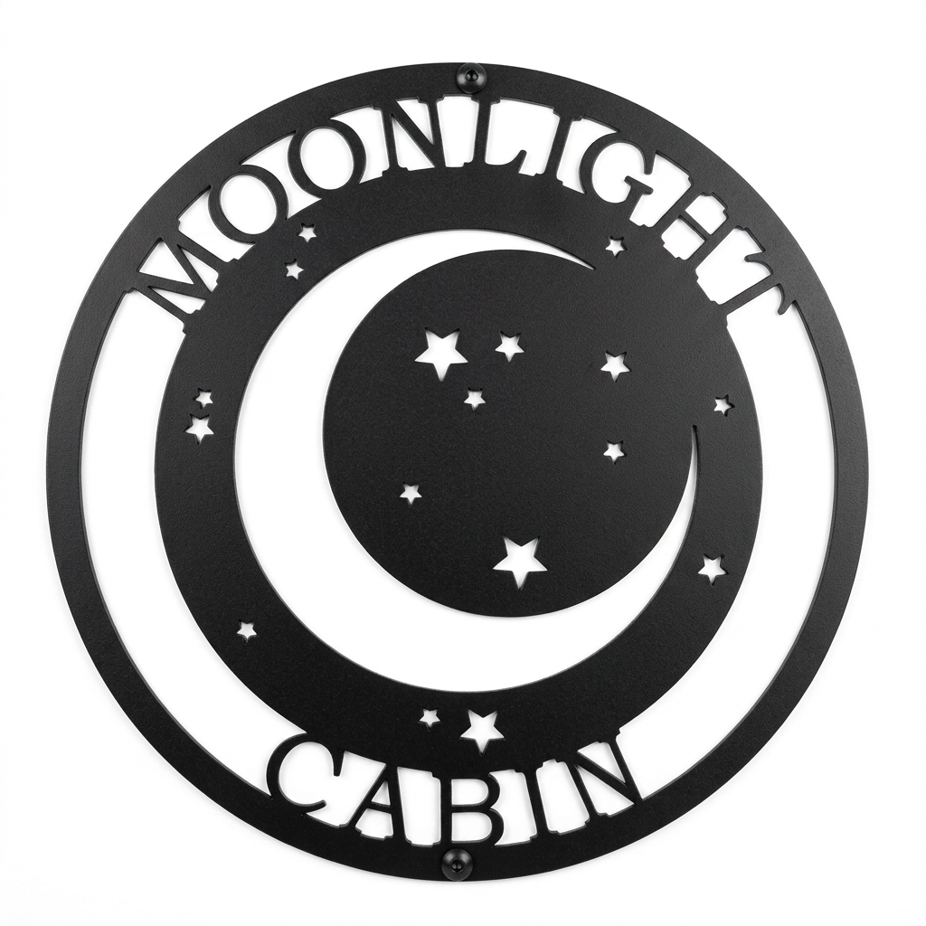 Personalized Moon & Stars Metal Wall Decor – Custom Family Name Starry Night Design – HouseSensationsArt – TTS