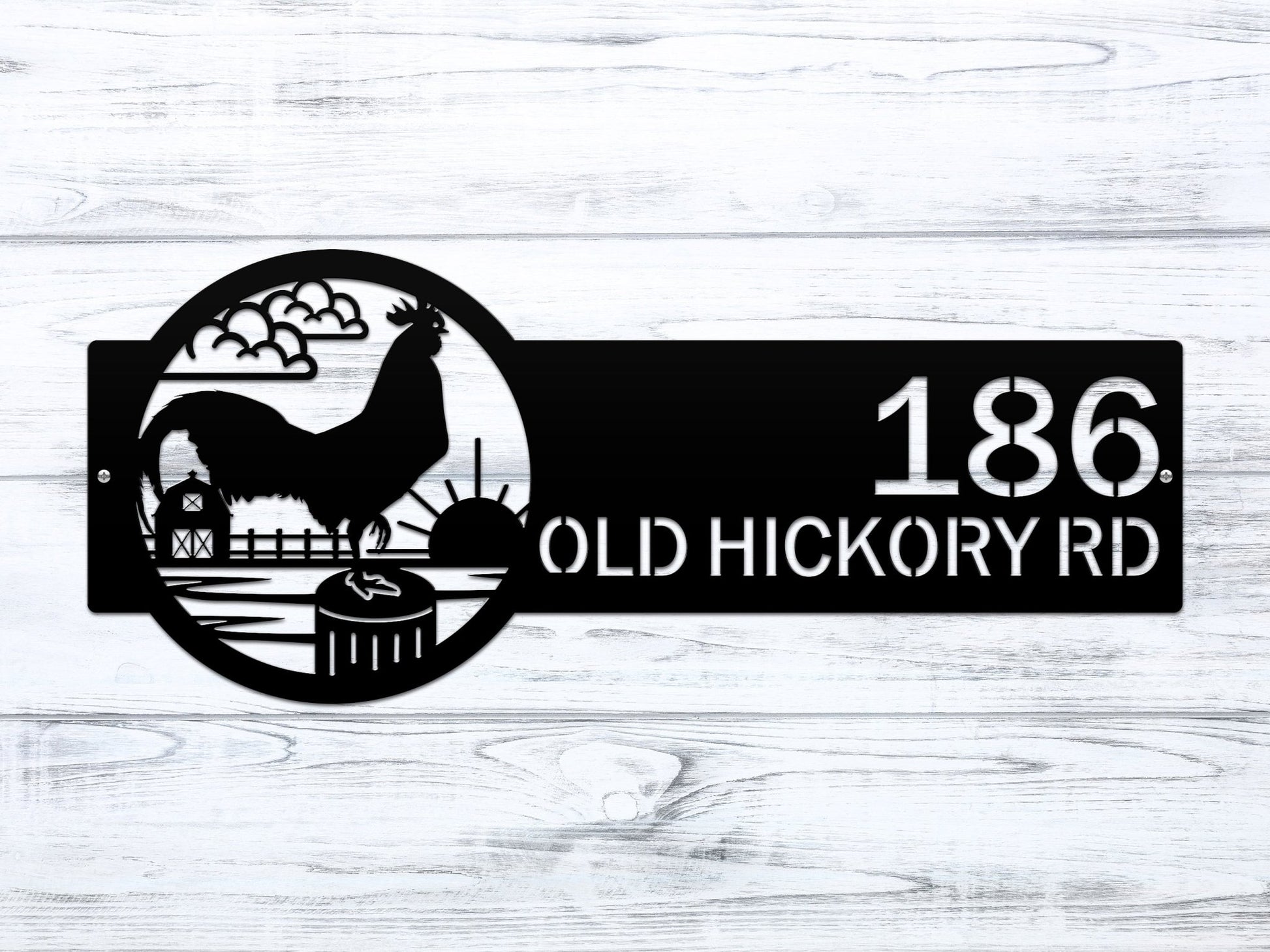 Rooster Farm Address Sign Plaque – Custom House Numbers & Street Name Sign – Weather - Resistant Outdoor Address Signs for Home Décor & Housewarming Gift - HouseSensationsArt