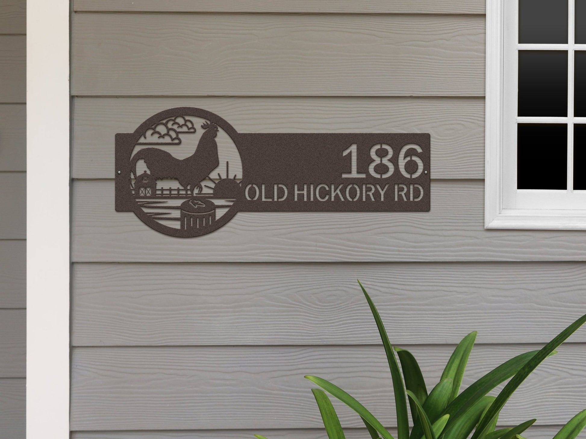 Rooster Farm Address Sign Plaque – Custom House Numbers & Street Name Sign – Weather - Resistant Outdoor Address Signs for Home Décor & Housewarming Gift - HouseSensationsArt
