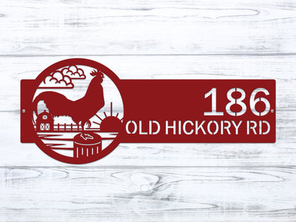 Rooster Farm Address Sign Plaque – Custom House Numbers & Street Name Sign – Weather - Resistant Outdoor Address Signs for Home Décor & Housewarming Gift - HouseSensationsArt