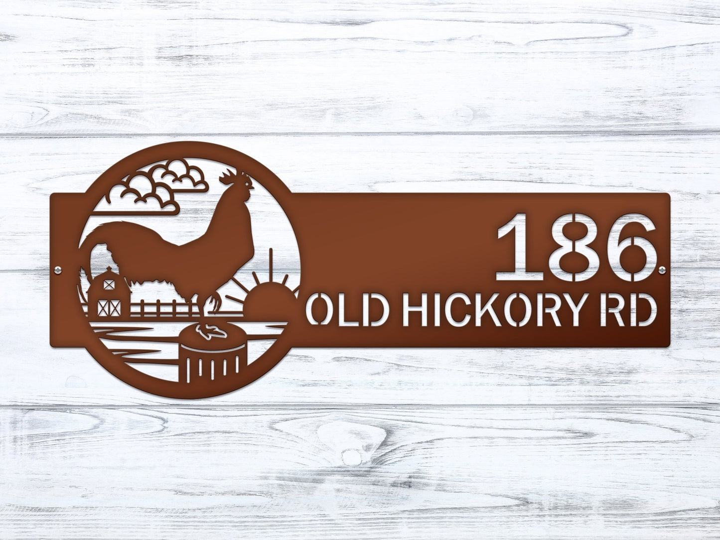 Rooster Farm Address Sign Plaque – Custom House Numbers & Street Name Sign – Weather - Resistant Outdoor Address Signs for Home Décor & Housewarming Gift - HouseSensationsArt