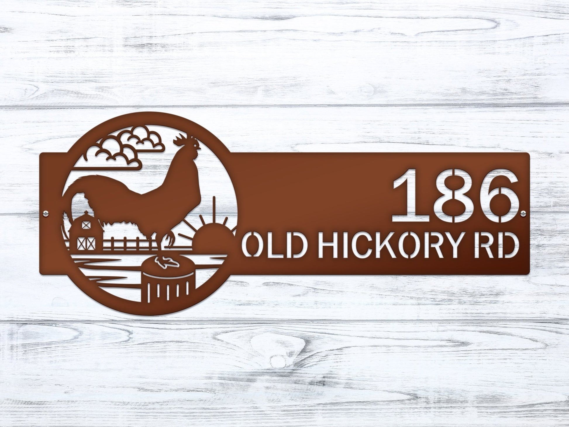 Rooster Farm Address Sign Plaque – Custom House Numbers & Street Name Sign – Weather - Resistant Outdoor Address Signs for Home Décor & Housewarming Gift - HouseSensationsArt
