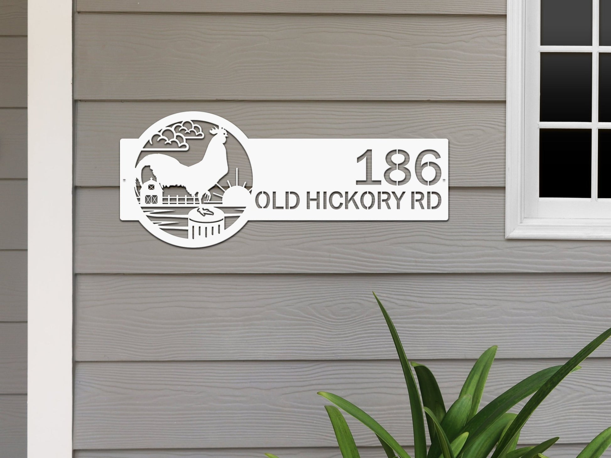 Rooster Farm Address Sign Plaque – Custom House Numbers & Street Name Sign – Weather - Resistant Outdoor Address Signs for Home Décor & Housewarming Gift - HouseSensationsArt