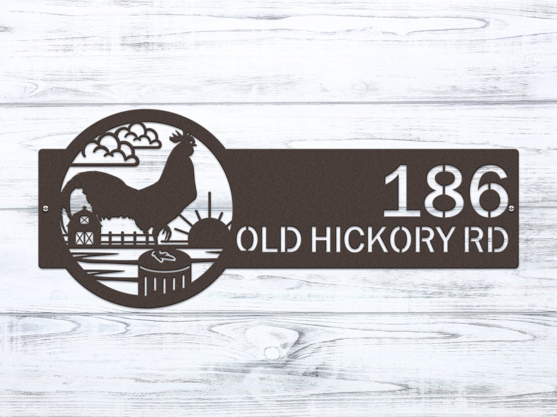 Rooster Farm Address Sign Plaque – Custom House Numbers & Street Name Sign – Weather - Resistant Outdoor Address Signs for Home Décor & Housewarming Gift - HouseSensationsArt