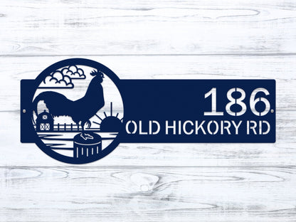 Rooster Farm Address Sign Plaque – Custom House Numbers & Street Name Sign – Weather - Resistant Outdoor Address Signs for Home Décor & Housewarming Gift - HouseSensationsArt
