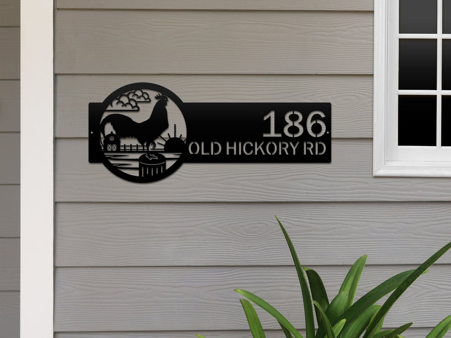 Rooster Farm Address Sign Plaque – Custom House Numbers & Street Name Sign – Weather - Resistant Outdoor Address Signs for Home Décor & Housewarming Gift - HouseSensationsArt