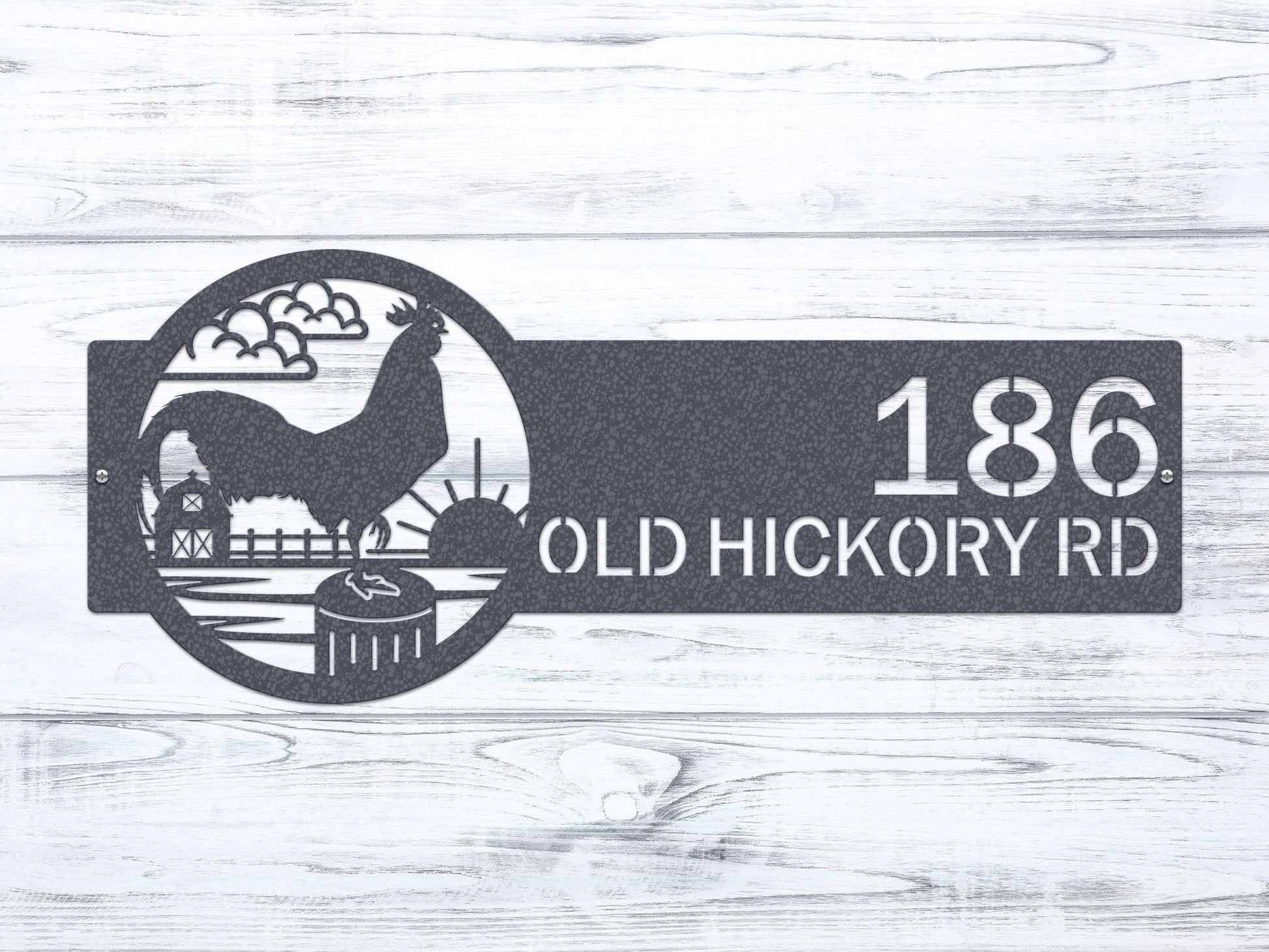 Rooster Farm Address Sign Plaque – Custom House Numbers & Street Name Sign – Weather - Resistant Outdoor Address Signs for Home Décor & Housewarming Gift - HouseSensationsArt