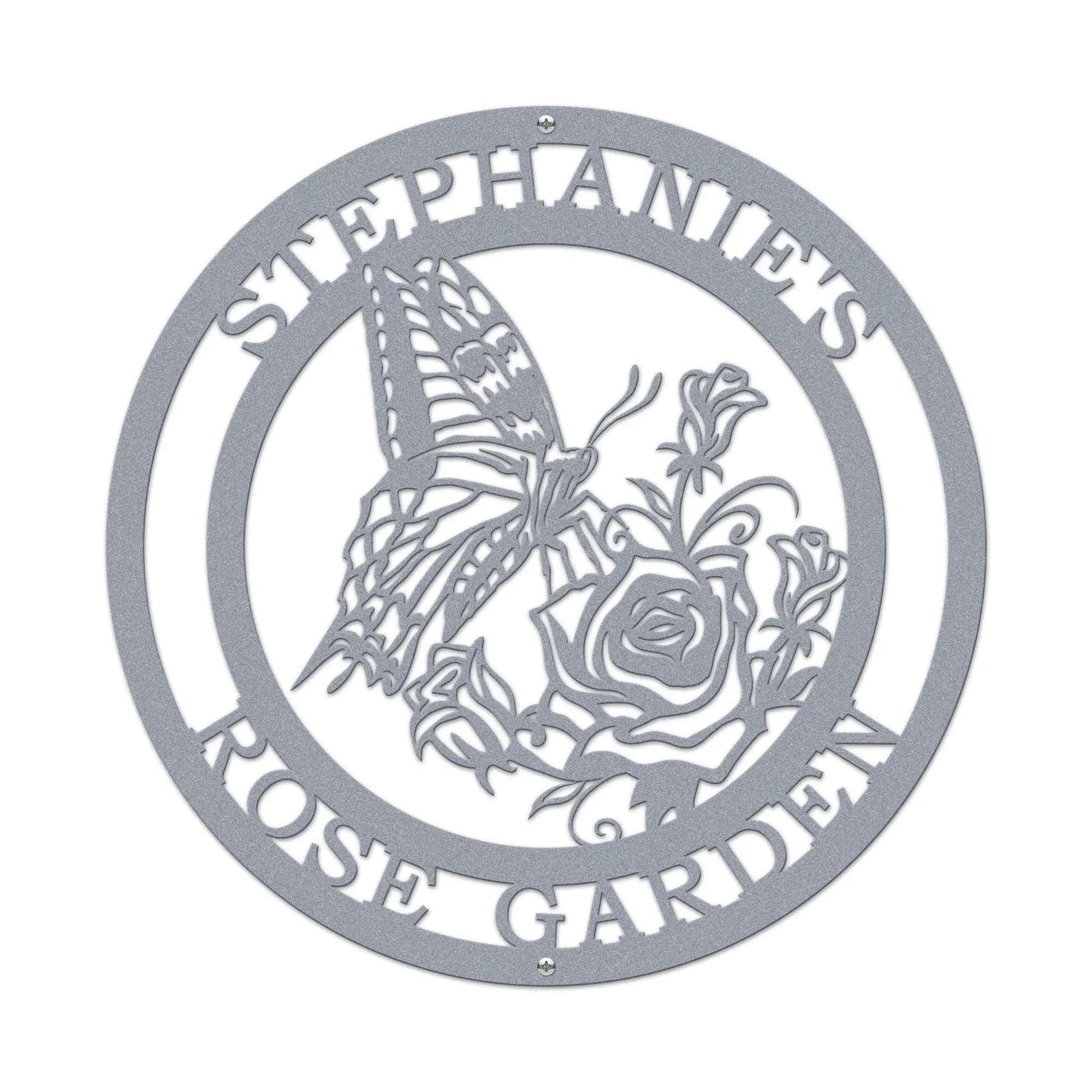 Rose & Butterfly Garden Signs – Decorative Metal Outdoor Plaque - HouseSensationsArt