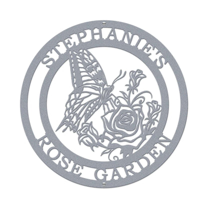 Rose & Butterfly Garden Signs – Decorative Metal Outdoor Plaque - HouseSensationsArt