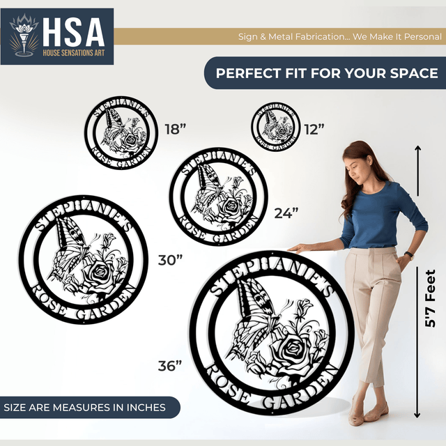 Rose & Butterfly Garden Signs – Decorative Metal Outdoor Plaque - HouseSensationsArt