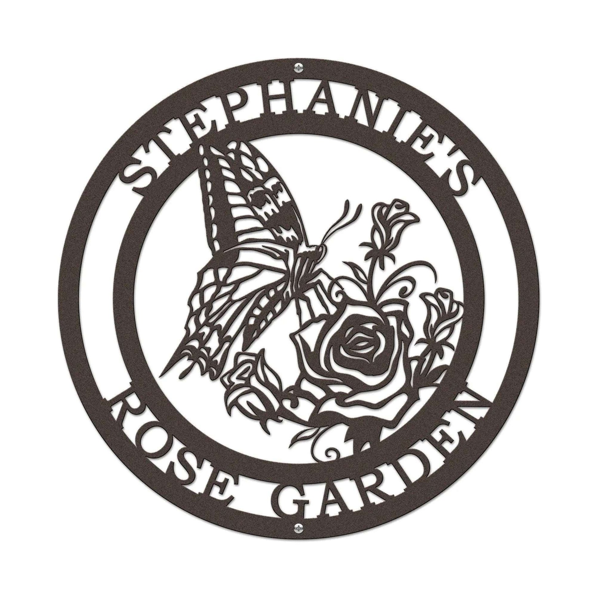 Rose & Butterfly Garden Signs – Decorative Metal Outdoor Plaque - HouseSensationsArt