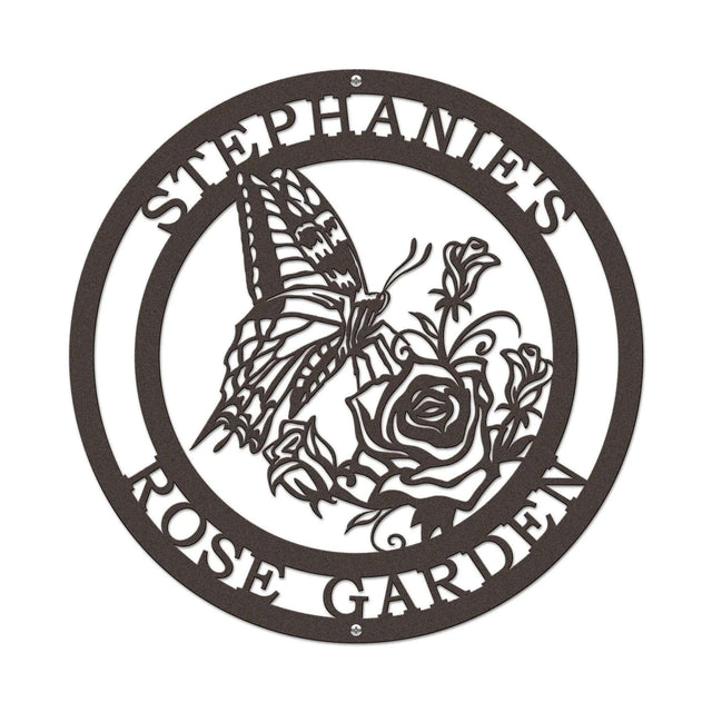 Rose & Butterfly Garden Signs – Decorative Metal Outdoor Plaque - HouseSensationsArt