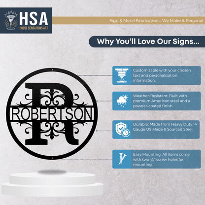 Round Regal Monogram – Personalized Family Name Wall Art - HouseSensationsArt