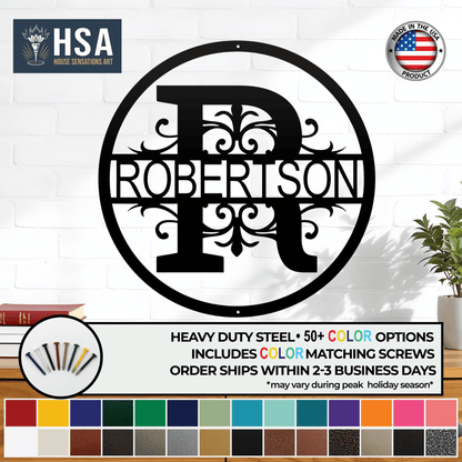 Round Regal Monogram – Personalized Family Name Wall Art - HouseSensationsArt