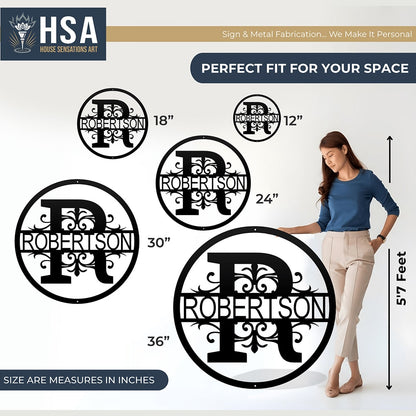 Round Regal Monogram – Personalized Family Name Wall Art - HouseSensationsArt