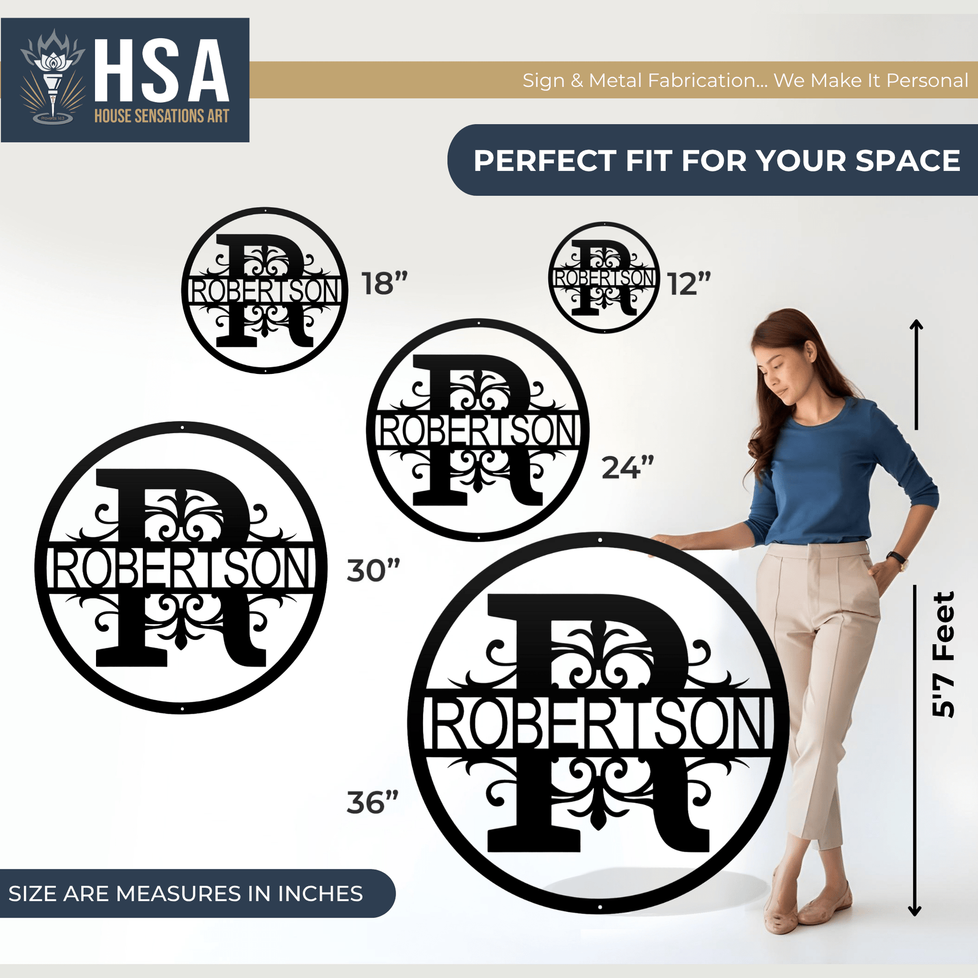 Round Regal Monogram – Personalized Family Name Wall Art - HouseSensationsArt