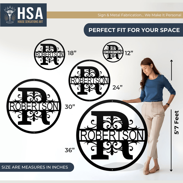 Round Regal Monogram – Personalized Family Name Wall Art - HouseSensationsArt