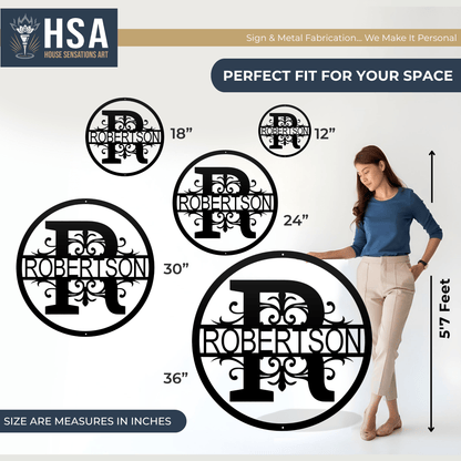 Round Regal Monogram – Personalized Family Name Wall Art - HouseSensationsArt