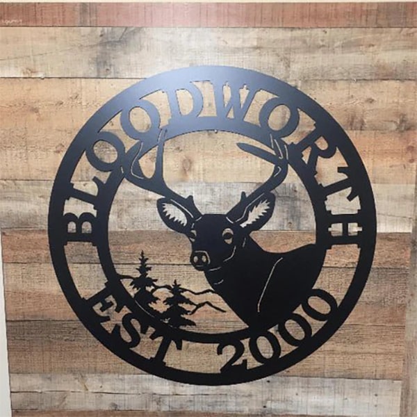 Rustic Deer Wall Decor - Custom Metal Name Plaque - HouseSensationsArt