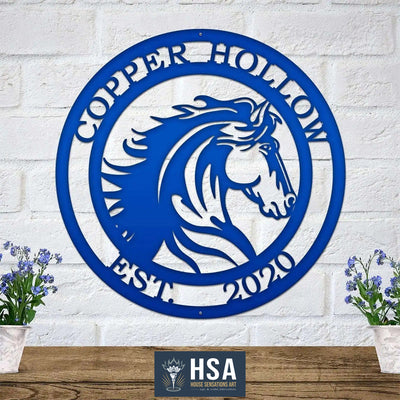 Rustic Horse Address Sign – Custom Metal Decor for Barns & Gates - HouseSensationsArt