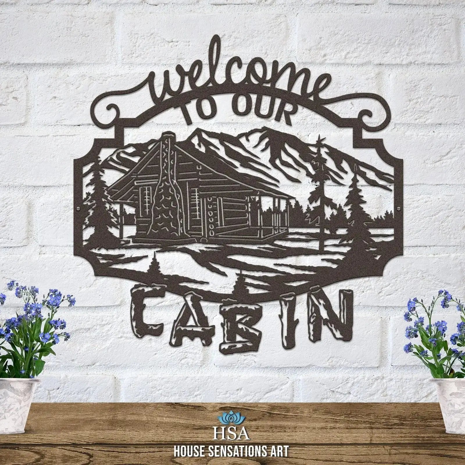 Rustic Metal Welcome to Our Cabin Sign – Wall Decor
