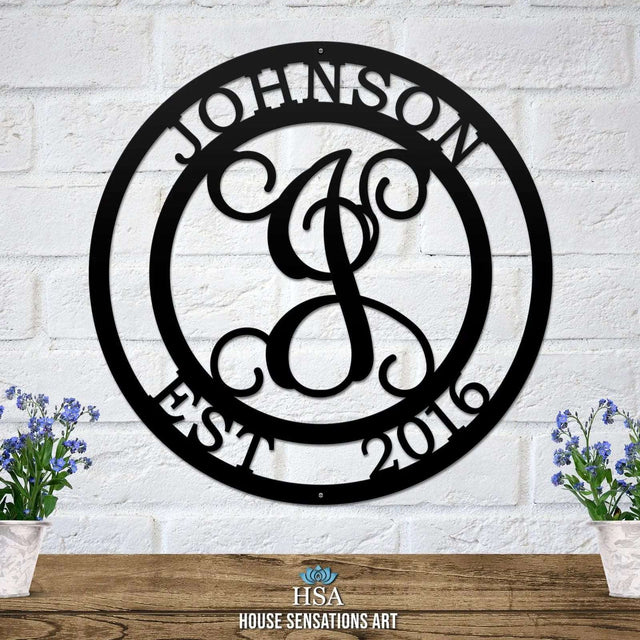  Rustic monogram family name sign – durable custom metal sign for farmhouse or outdoor decor