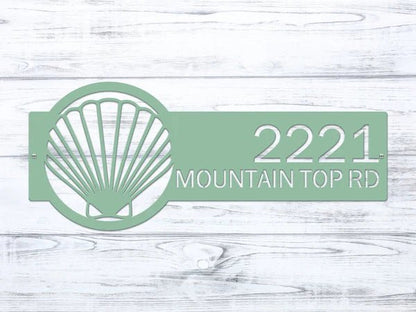 Seashell Address Plaque – Custom Metal Coastal Sign for Home Decor - HouseSensationsArt