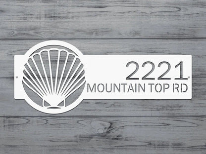 Seashell Address Plaque – Custom Metal Coastal Sign for Home Decor - HouseSensationsArt