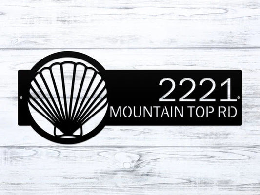 Seashell Address Plaque – Custom Metal Coastal Sign for Home Decor - HouseSensationsArt