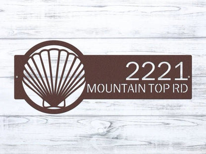 Seashell Address Plaque – Custom Metal Coastal Sign for Home Decor - HouseSensationsArt