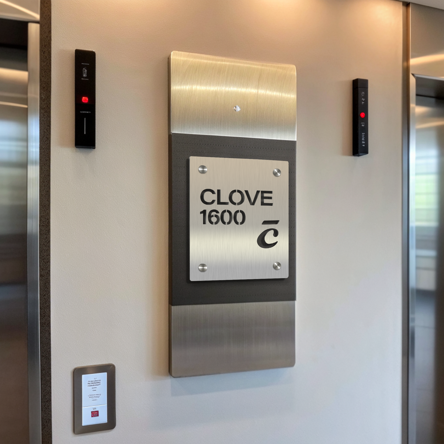 Custom brushed aluminum logo sign designed for both indoor and outdoor use, offering a sleek modern look