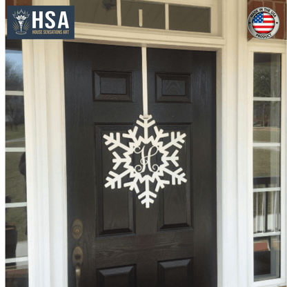 Snowflake Wreath for Front Door – Personalized Holiday Decor - HouseSensationsArt