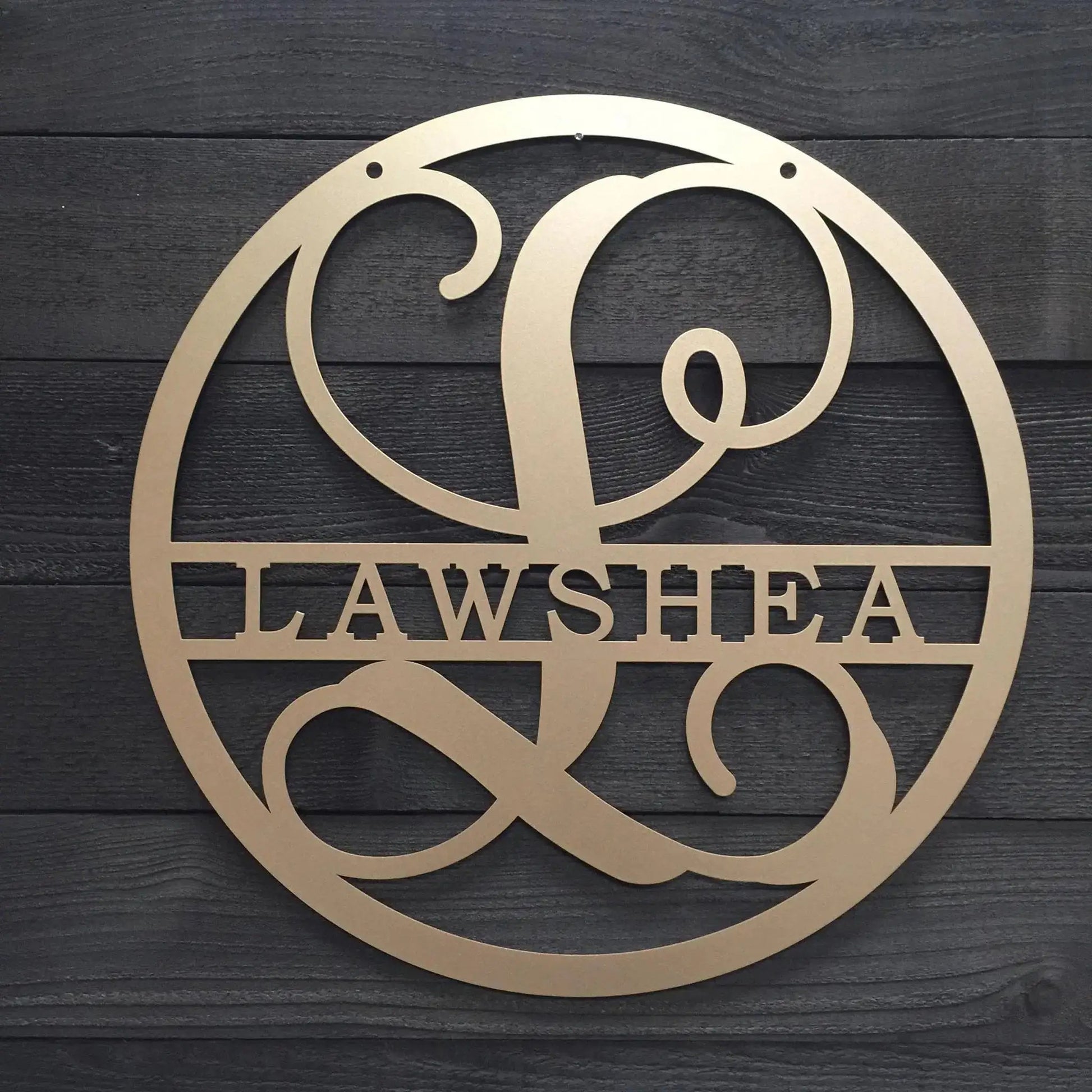 Split letter monogram wall sign – custom laser cut metal art for home decor and front door personalization