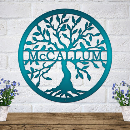 Split Name Tree of Life Monogram Special Offer - Personalized Family Name Sign - Monogram Metal Wall Art - Custom Last Name Sign Wedding Gift - Home Decor Outdoor Metal Sign - HouseSensationsArt