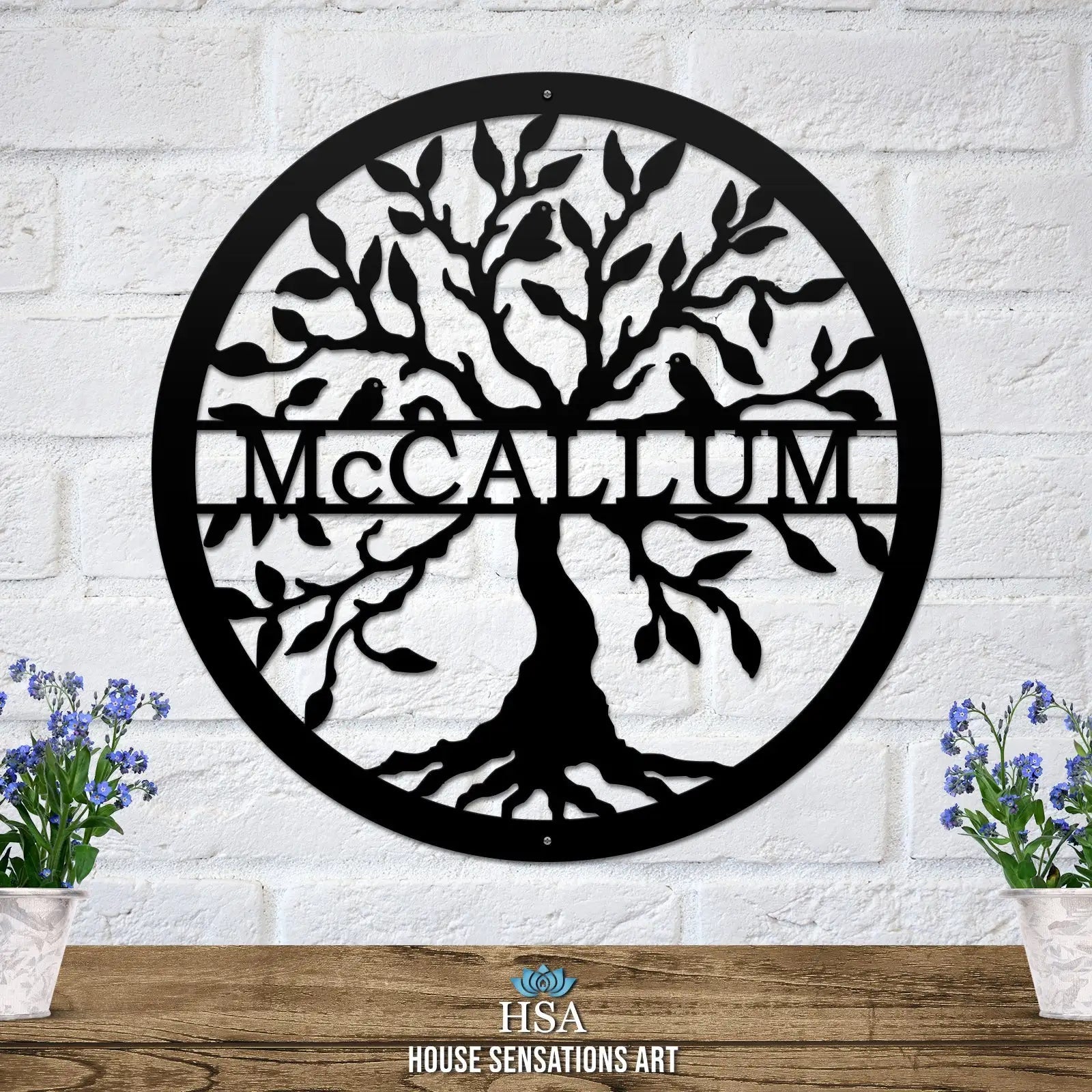 Split Name Tree of Life Monogram Special Offer - Personalized Family Name Sign - Monogram Metal Wall Art - Custom Last Name Sign Wedding Gift - Home Decor Outdoor Metal Sign - HouseSensationsArt