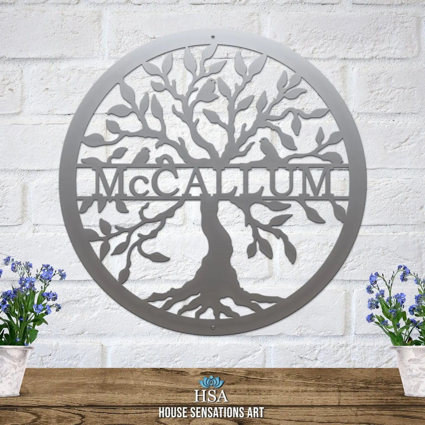 Split Name Tree of Life Monogram Special Offer - Personalized Family Name Sign - Monogram Metal Wall Art - Custom Last Name Sign Wedding Gift - Home Decor Outdoor Metal Sign - HouseSensationsArt