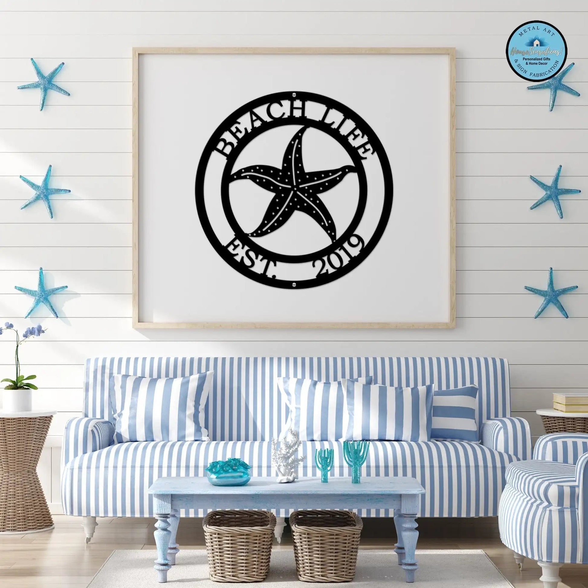 Starfish Wall Decor – Personalized Coastal Metal Wall Art - HouseSensationsArt