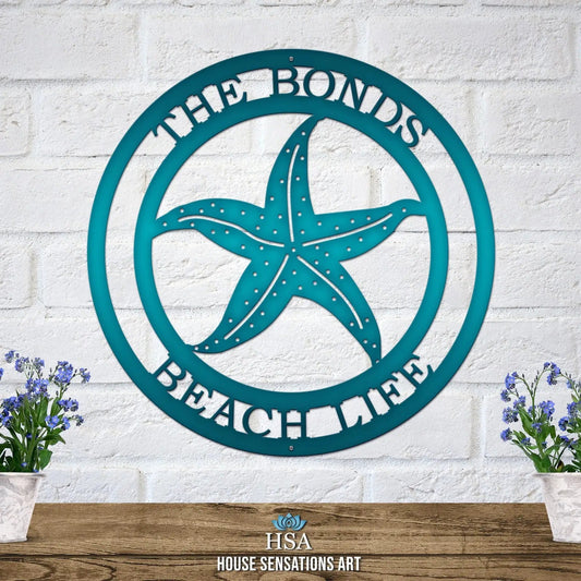 Starfish Wall Decor – Personalized Coastal Metal Wall Art - HouseSensationsArt