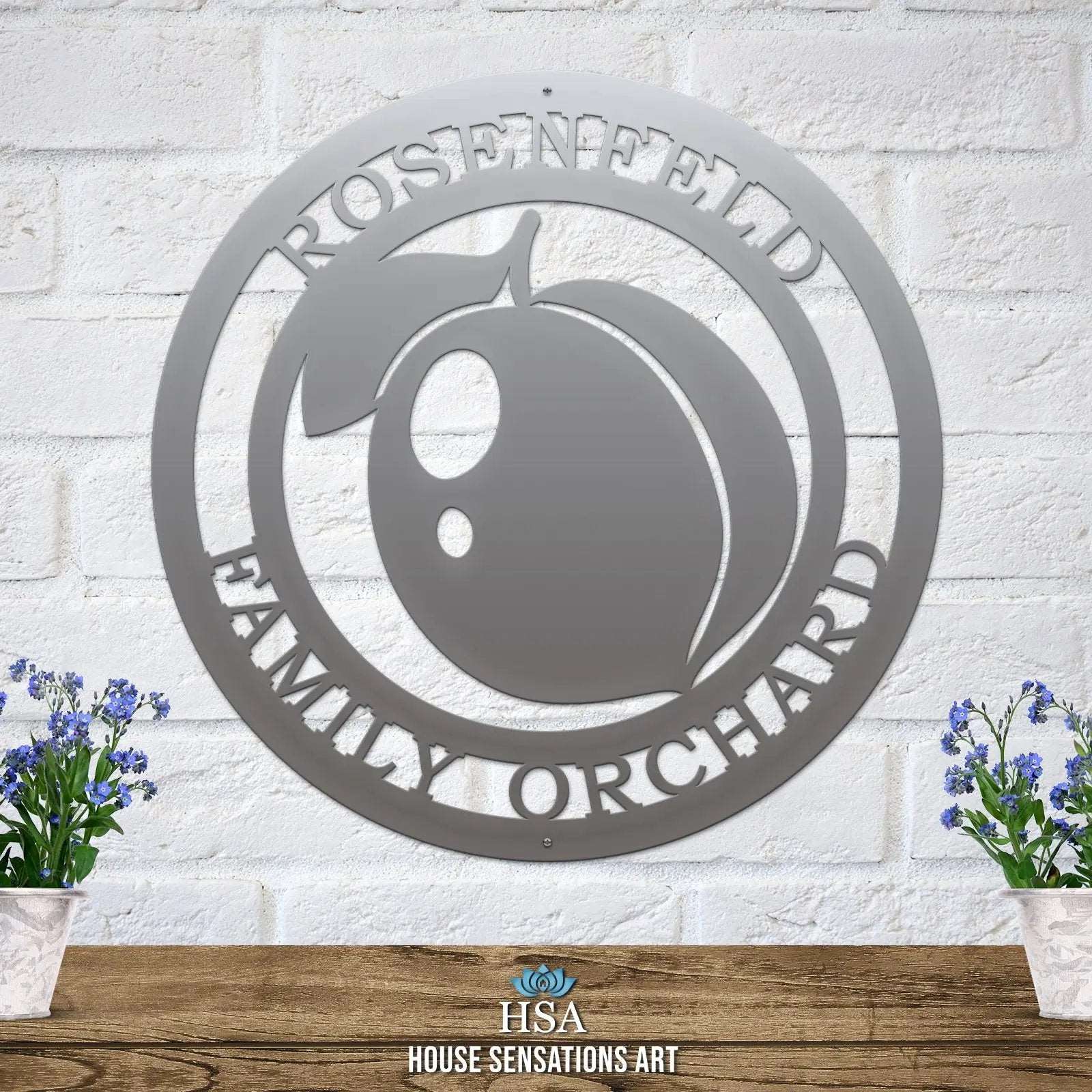 Summer decor Georgia Peach sign – personalized metal plaque with family name for porch or garden