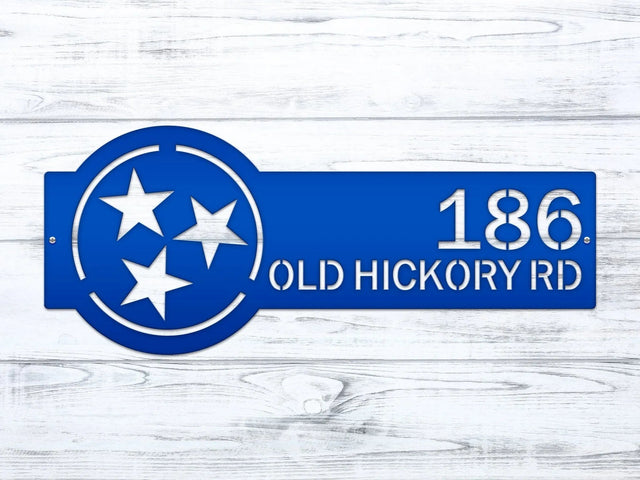 Tennessee Tri Star Address Sign – Custom Metal House Plaque - HouseSensationsArt