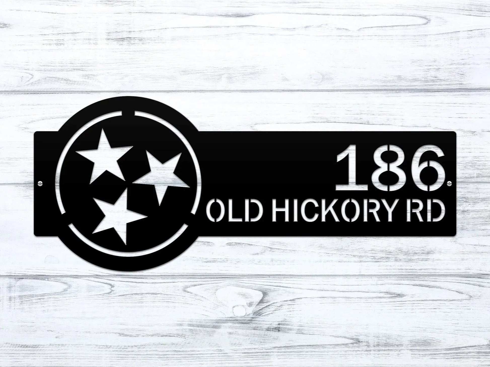 Tennessee Tri Star Address Sign – Custom Metal House Plaque - HouseSensationsArt