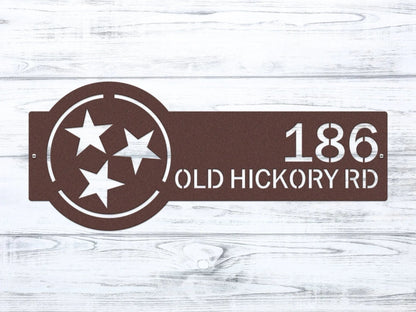 Tennessee Tri Star Address Sign – Custom Metal House Plaque - HouseSensationsArt