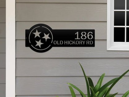 Tennessee Tri Star Address Sign – Custom Metal House Plaque - HouseSensationsArt