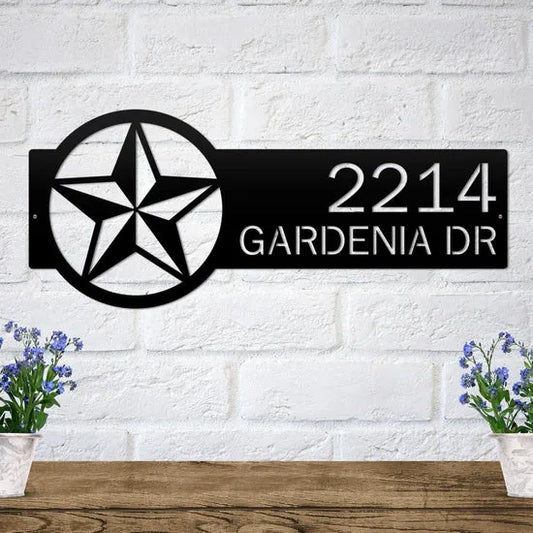 Show Texas pride with a personalized metal address sign