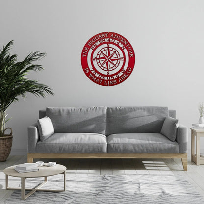 The Biggest Adventure Compass With Personalized GPS Coordinates - Personalized Nautical Wall Art, Family Name & Date - Indoor Outdoor Metal Decor, Housewarming or Wedding Gift for Couples - HouseSensationsArt
